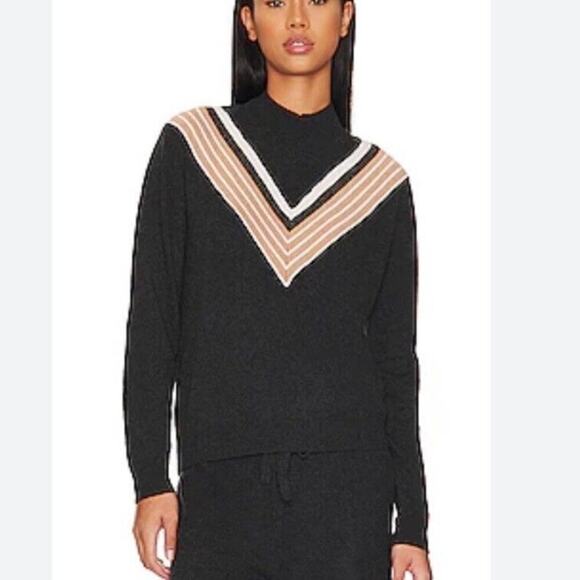 SPIRITUAL GANGSTER Mock Neck Chevron Sweater in Gray, Size Small - Picture 1 of 11